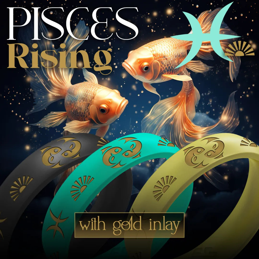 Pisces Rising Silicone Ring with Gold Inlay