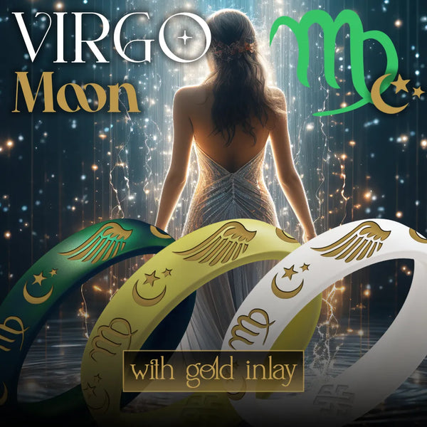 Virgo Moon Silicone Ring with Gold Inlay