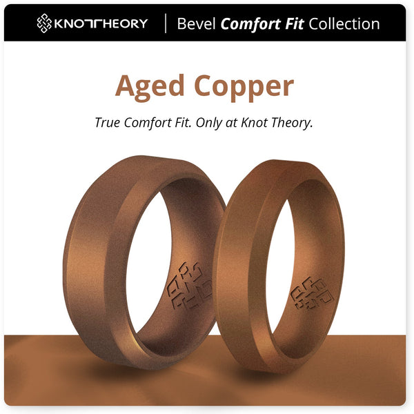 Aged Copper Bevel Edge Breathable Silicone Ring For Men and Women - Knot Theory