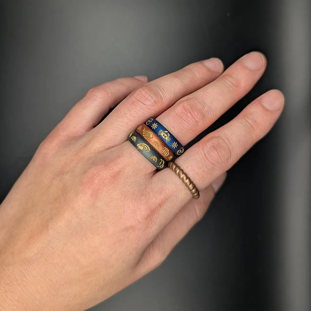 Pisces Rising Silicone Ring with Gold Inlay