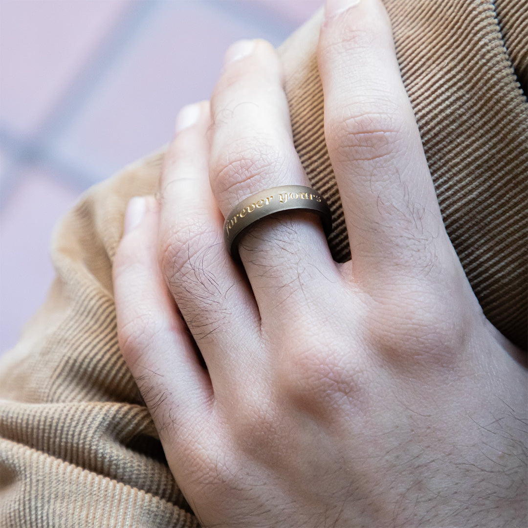 Custom Engraved Silicone Rings in Antique Gold and More Colours in 4mm