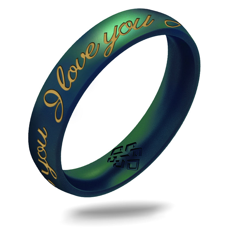 Gold I Love You Silicone Ring on Arc 4mm