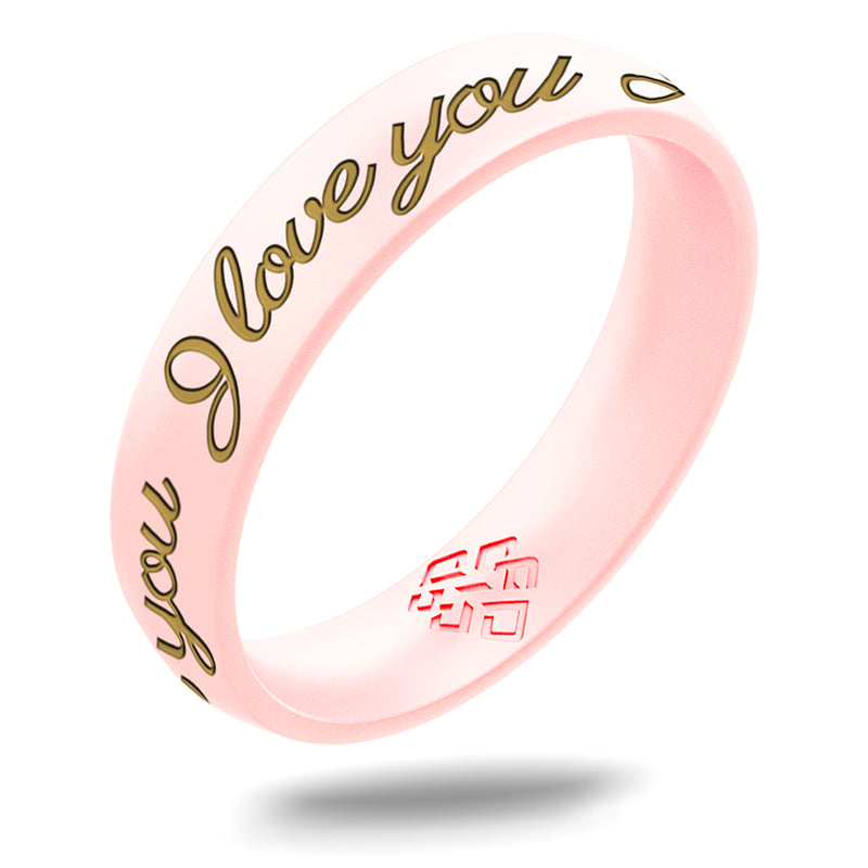 Gold I Love You Silicone Ring on Arc 4mm