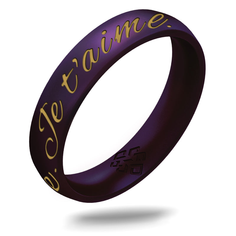 Gold Je t'aime Silicone Ring on Arc 4mm