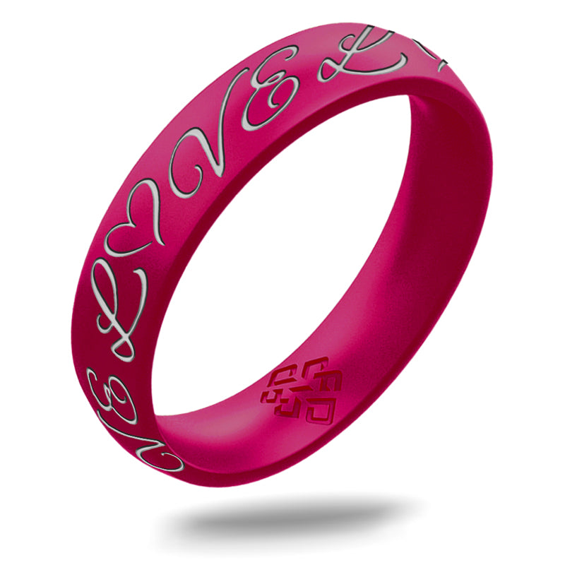 Silver LOVE Silicone Ring on Arc 4mm