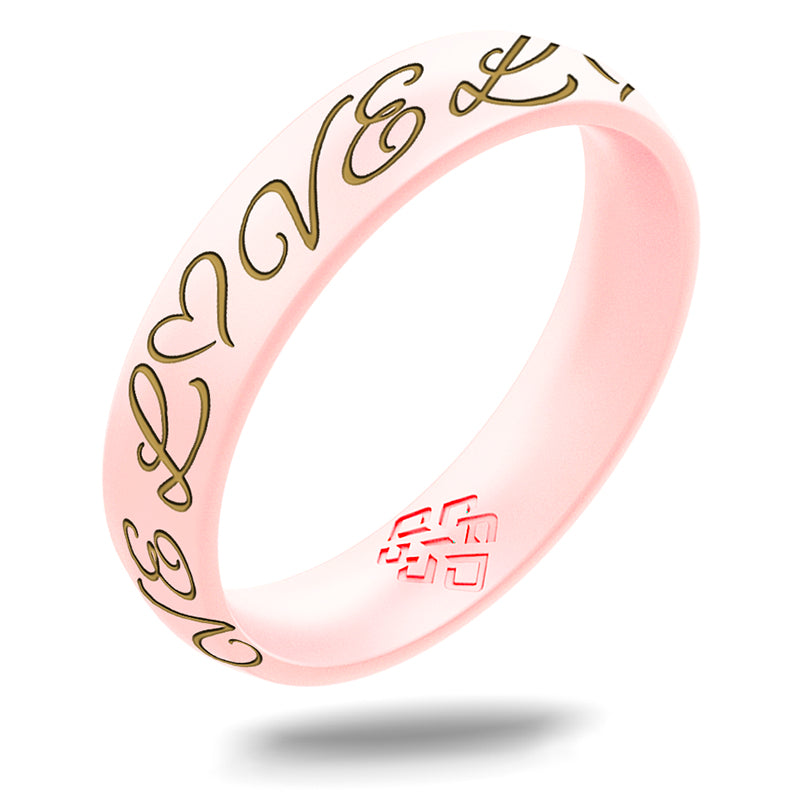 Gold LOVE Silicone Ring on Arc 4mm