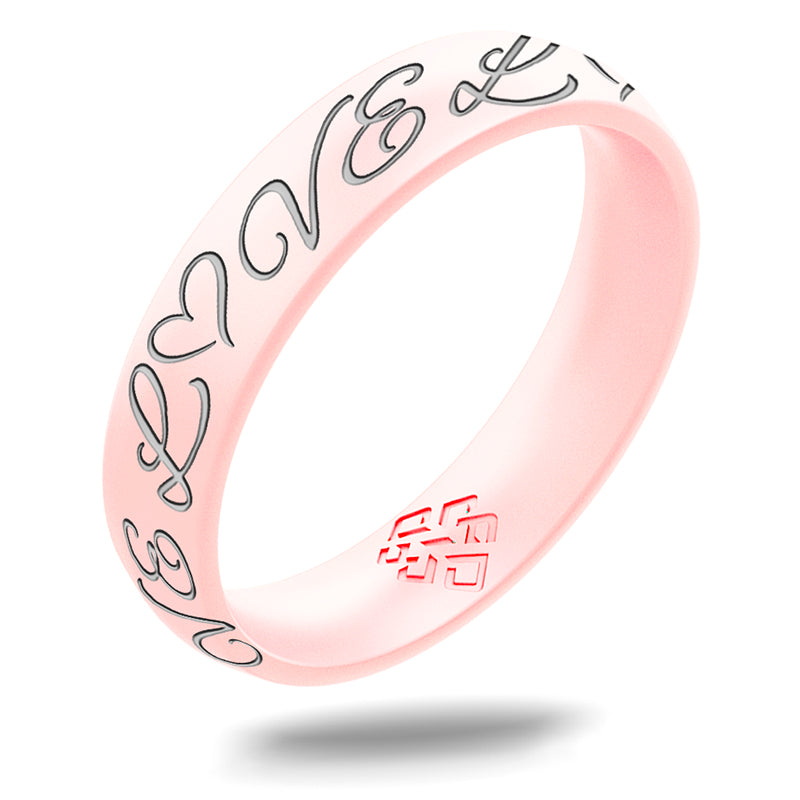 Silver LOVE Silicone Ring on Arc 4mm