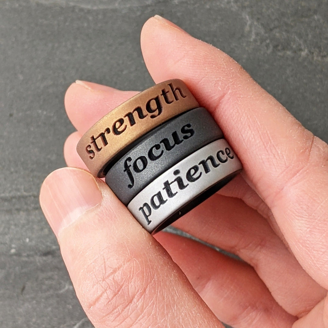 Custom Engraved Dual Layer Silicone Ring - Motivational Words, Mantras, Quotes, and More in 6mm
