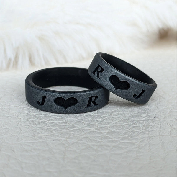 Dual Layer Silicone Ring Custom Engraved Anniversary in 6mm