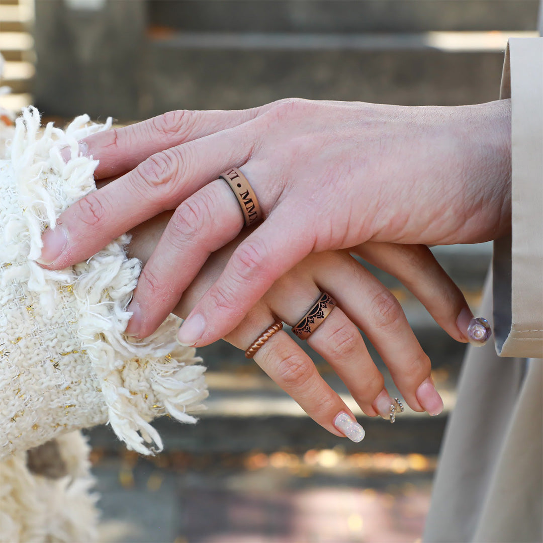 Dual Layer Silicone Ring Custom Engraved Engagement in 6mm