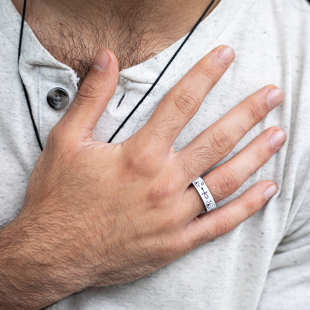 Eye of Horus & Ankh Silicone Ring on Dual Layer 6mm