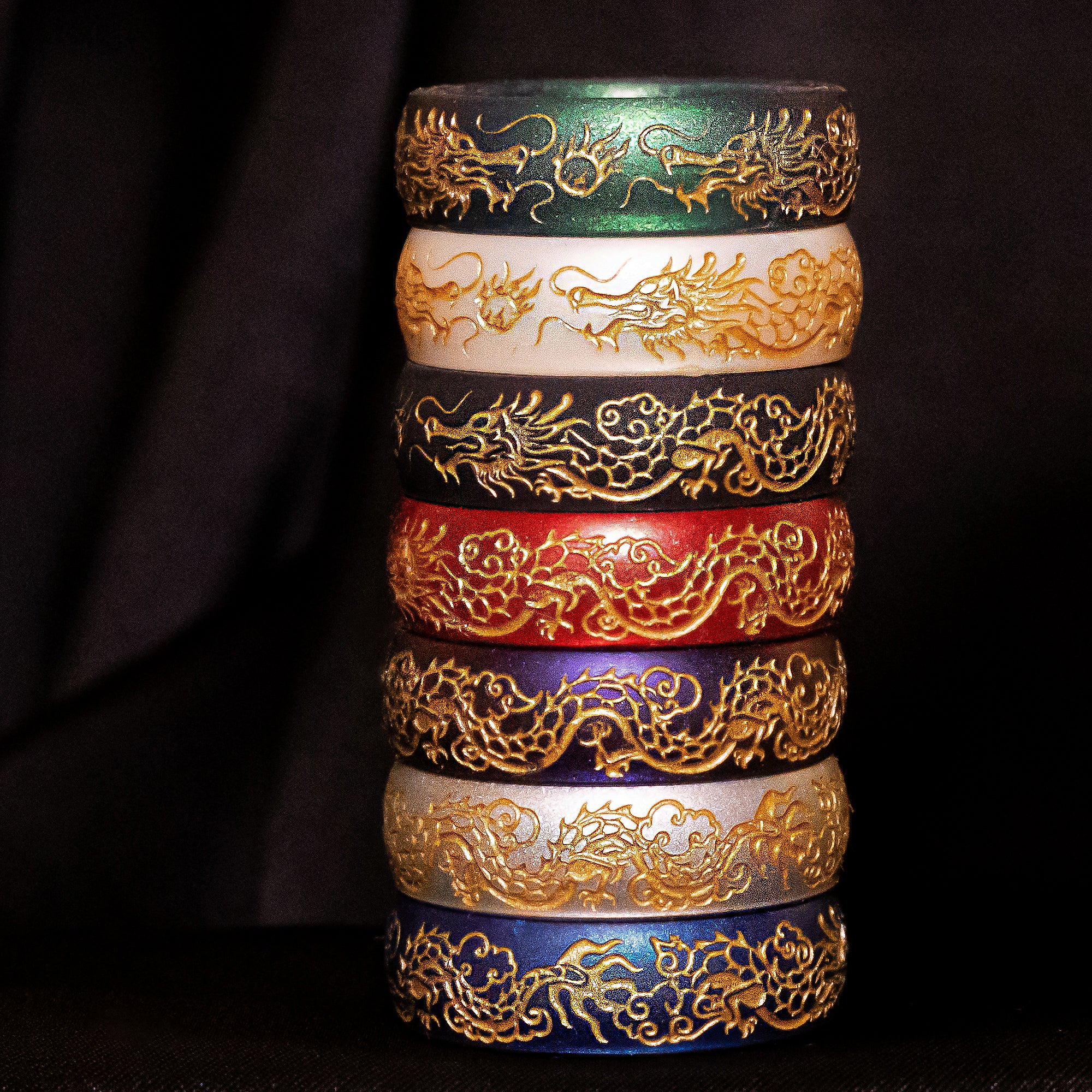 Gold Dragon Silicone Ring on Arc 6mm