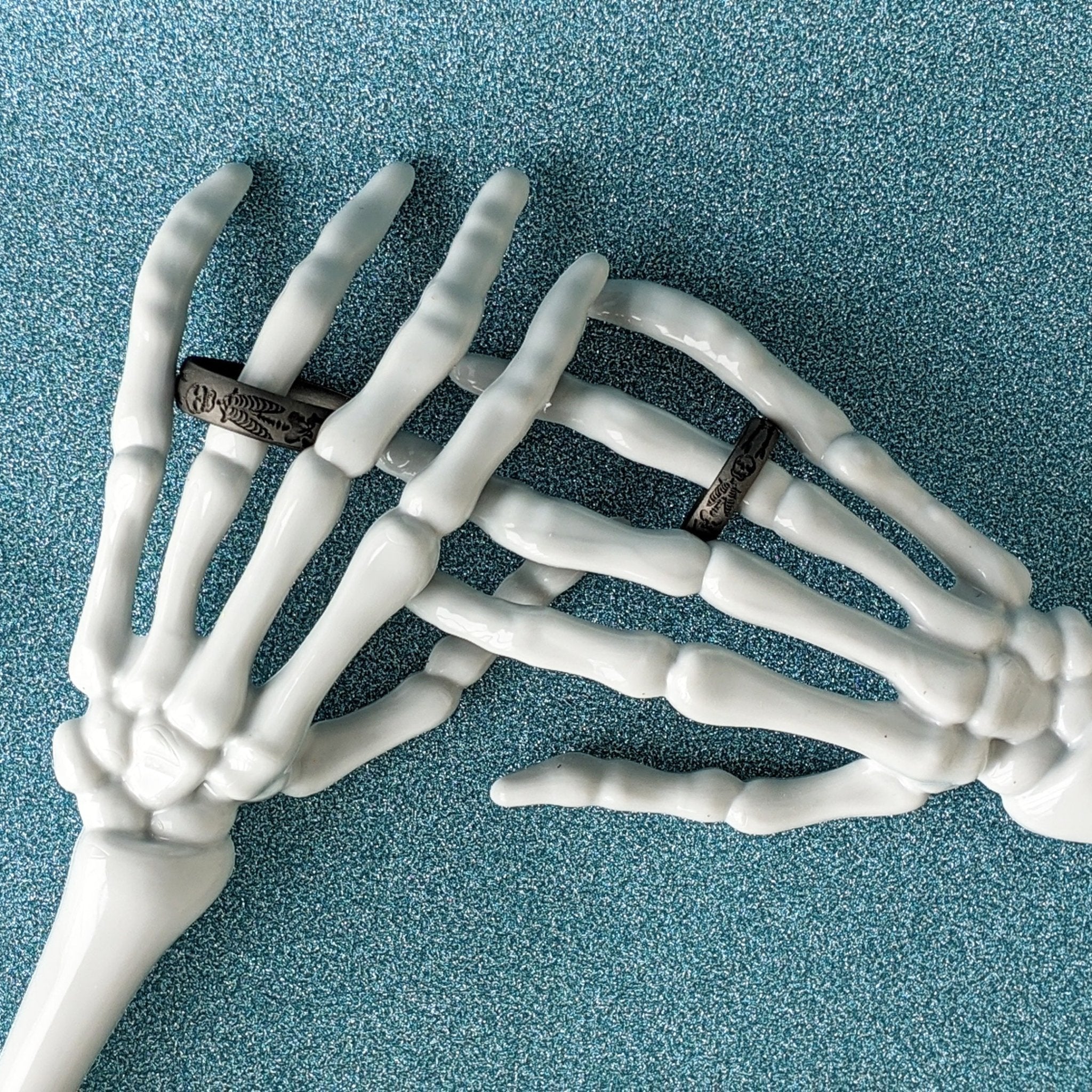 Golden Skeleton Silicone Ring - Custom Engraved Arc 4mm or 6mm Band - Knot Theory