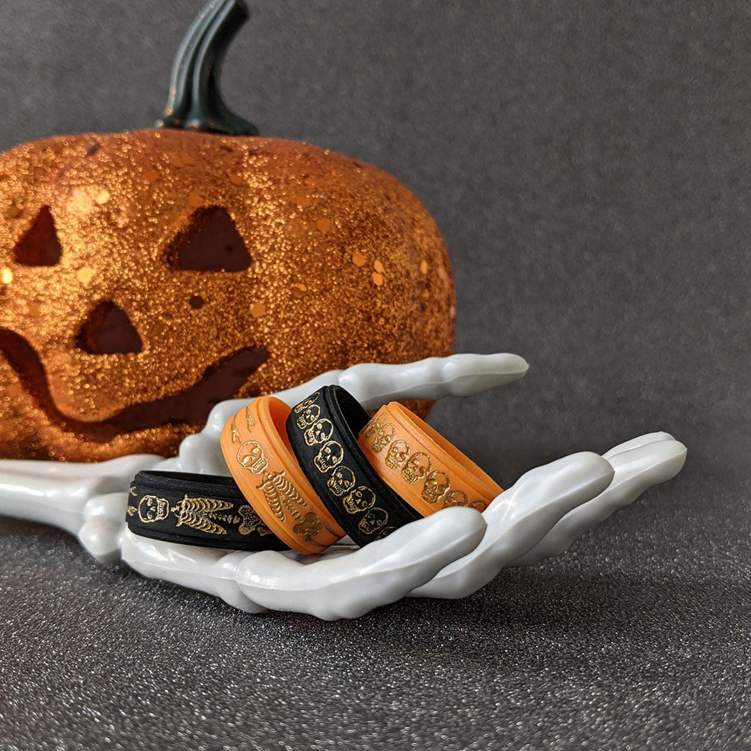 Golden Skeleton Silicone Ring on Rise 8mm Band