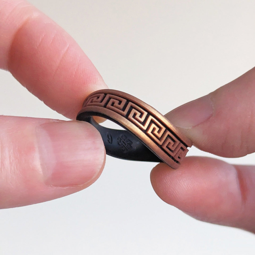 Greek Key Silicone Wedding Ring on Dual Layer 6mm