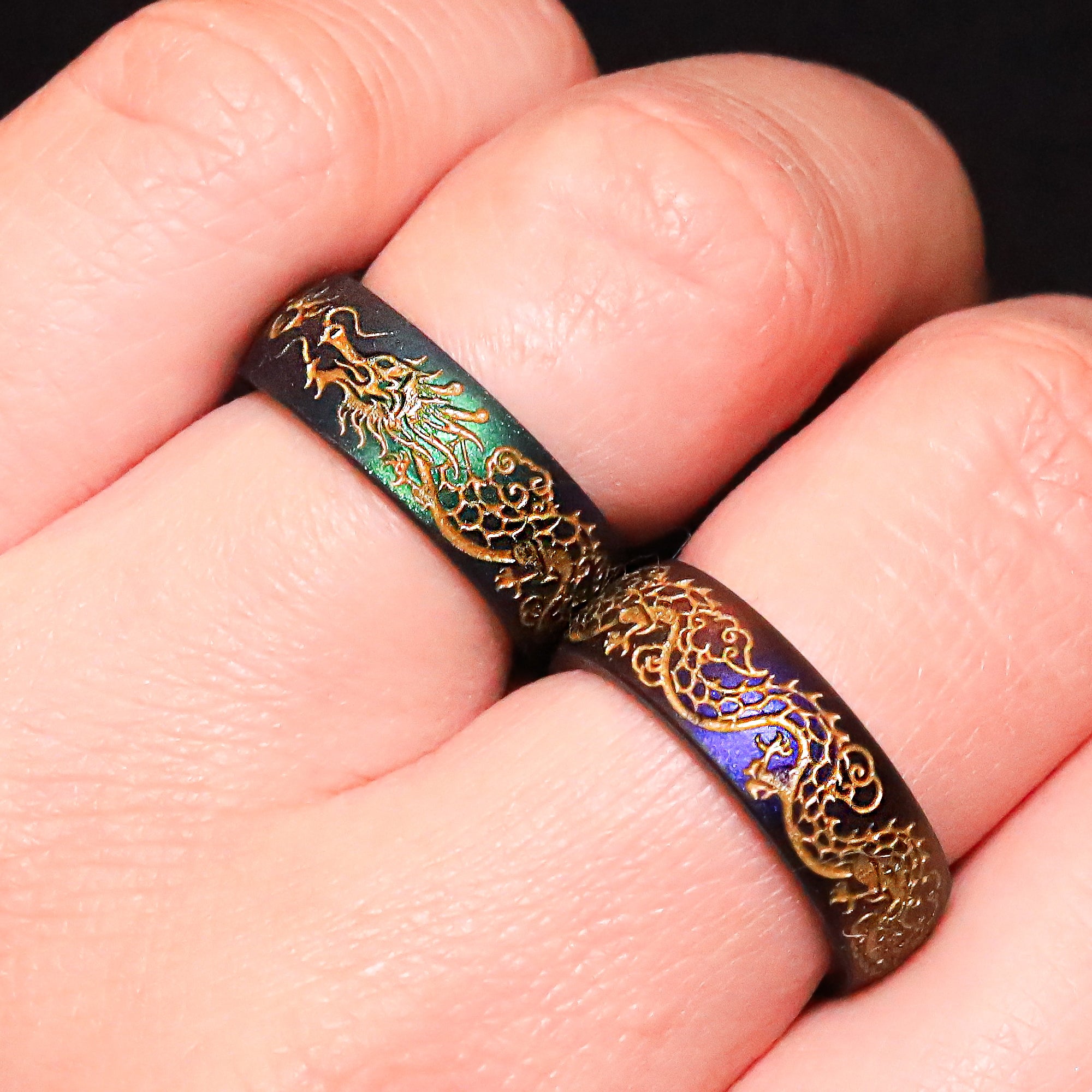 Gold Dragon Silicone Ring on Arc 6mm