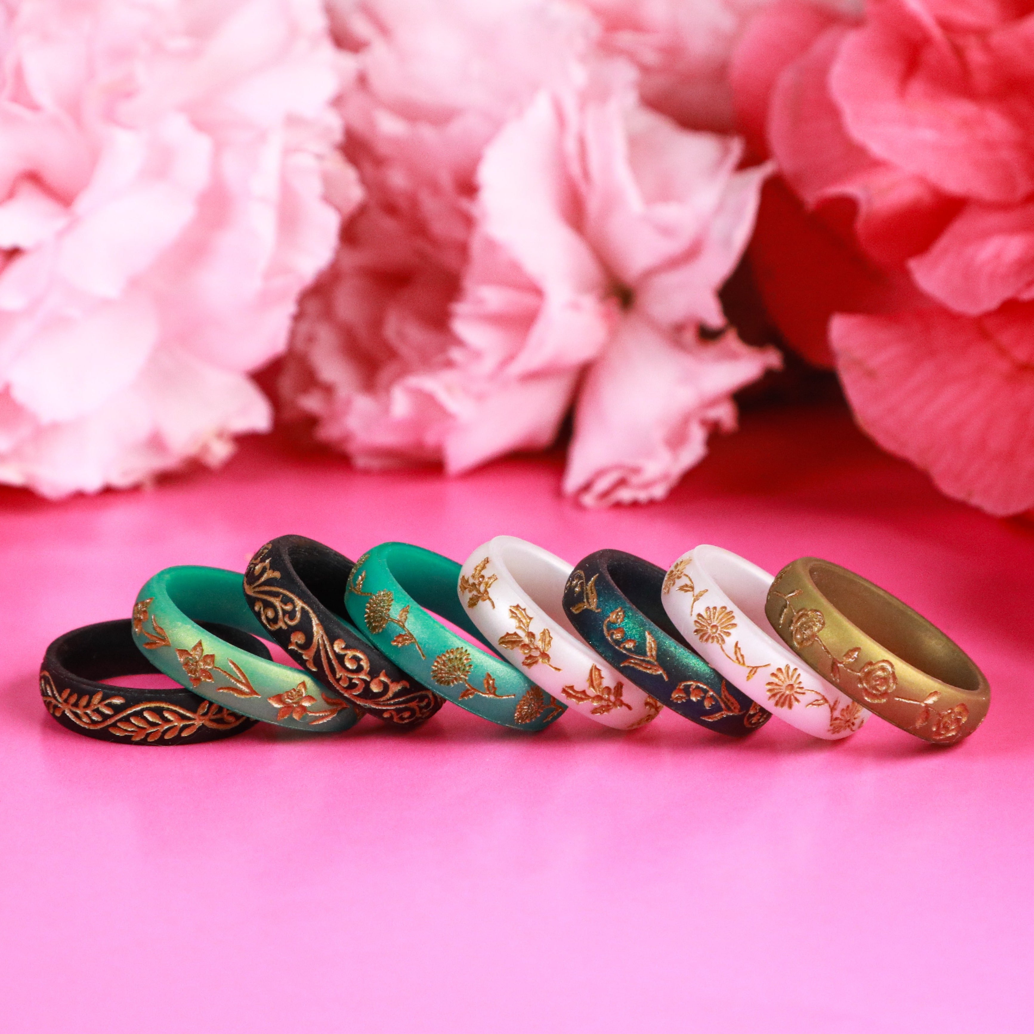 Gold Daffodil Silicone Ring, March Birth Flower on Arc 4mm