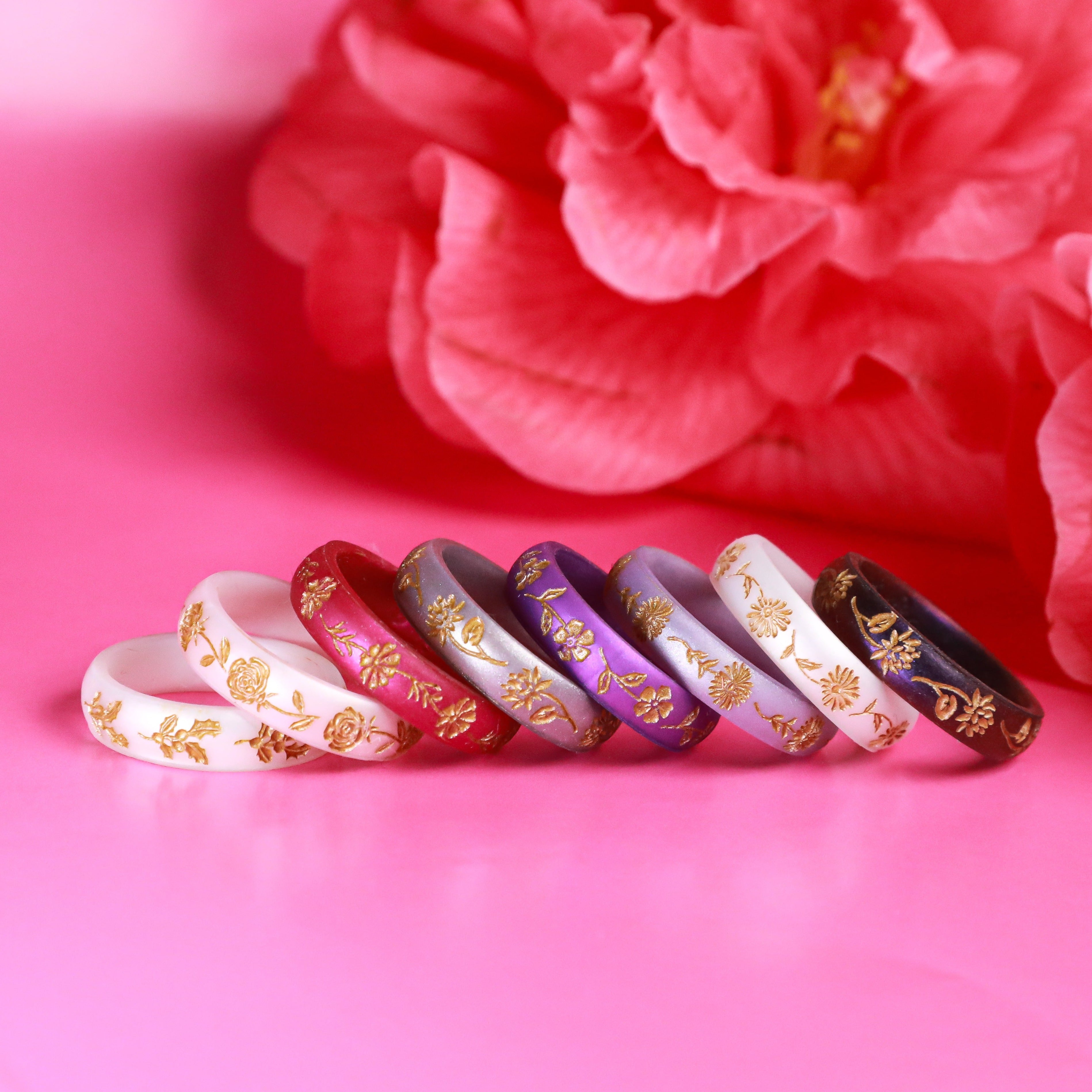 Gold Daffodil Silicone Ring, March Birth Flower on Arc 4mm