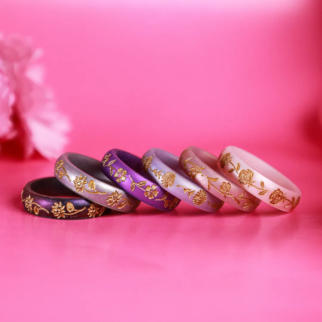 Gold Snowdrop Silicone Ring, January Birth Flower on Arc 4mm