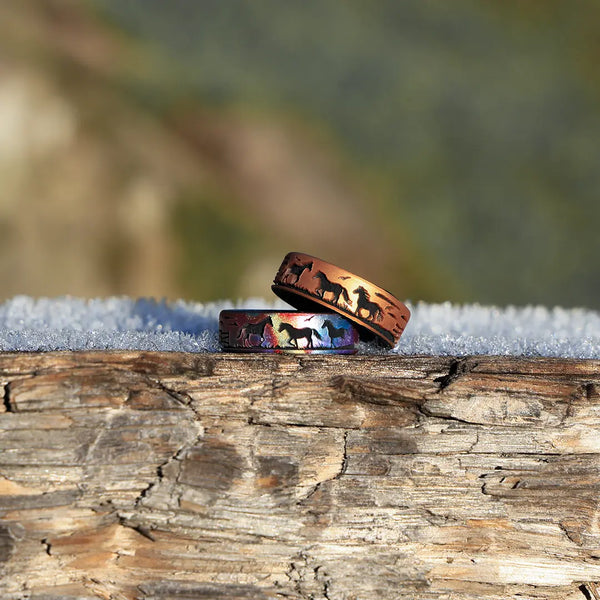 Grazing Horses Silicone Ring Dual Layer 6mm