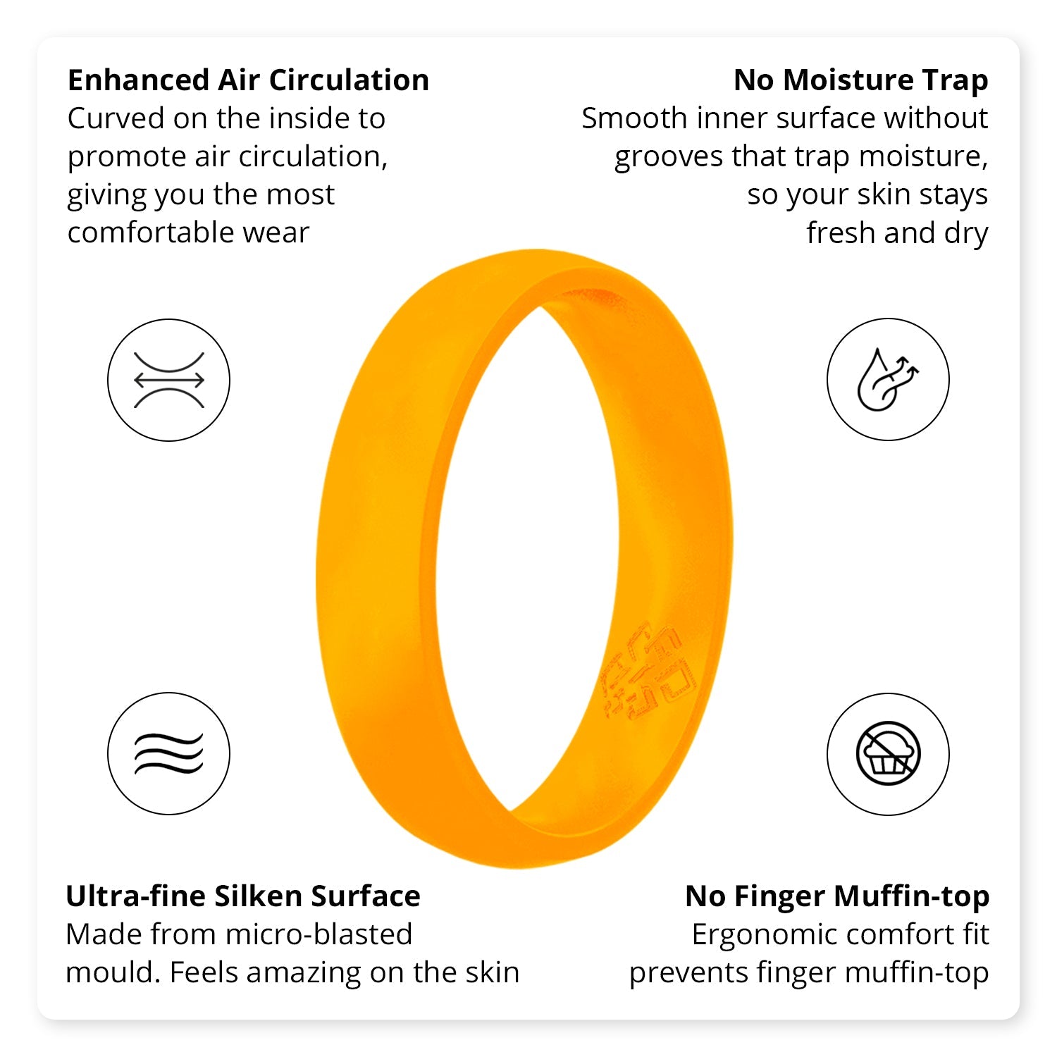 Neon Orange Breathable Silicone Ring - Knot Theory