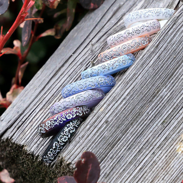 Silver Nordic Bloom Silicone Ring on Arc 4mm