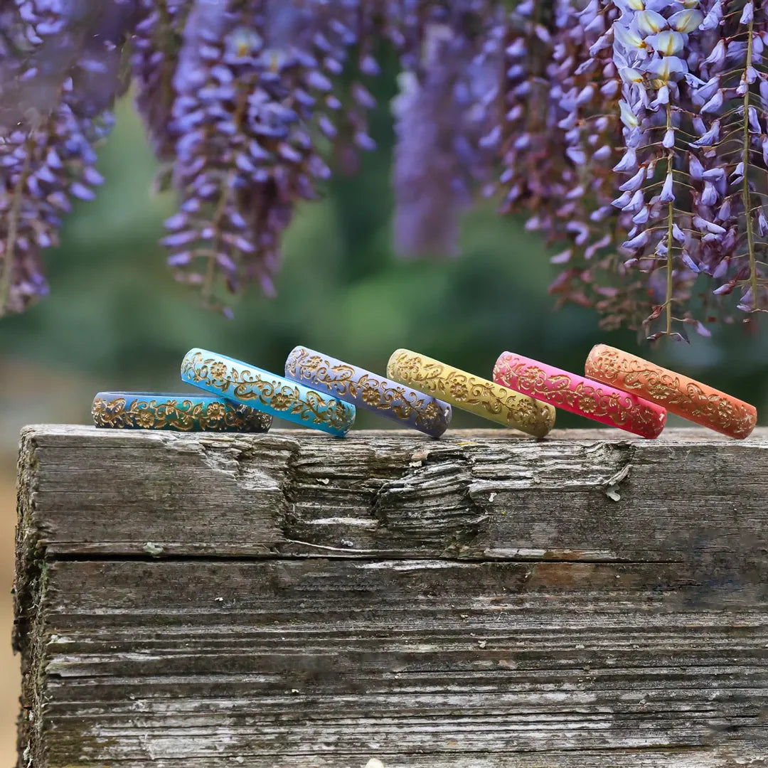 Gold Nordic Bloom Silicone Ring on Arc 4mm