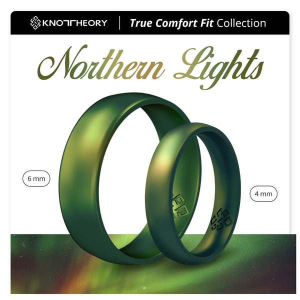 Northern Lights Green Breathable Silicone Ring for Men and Women - Knot Theory
