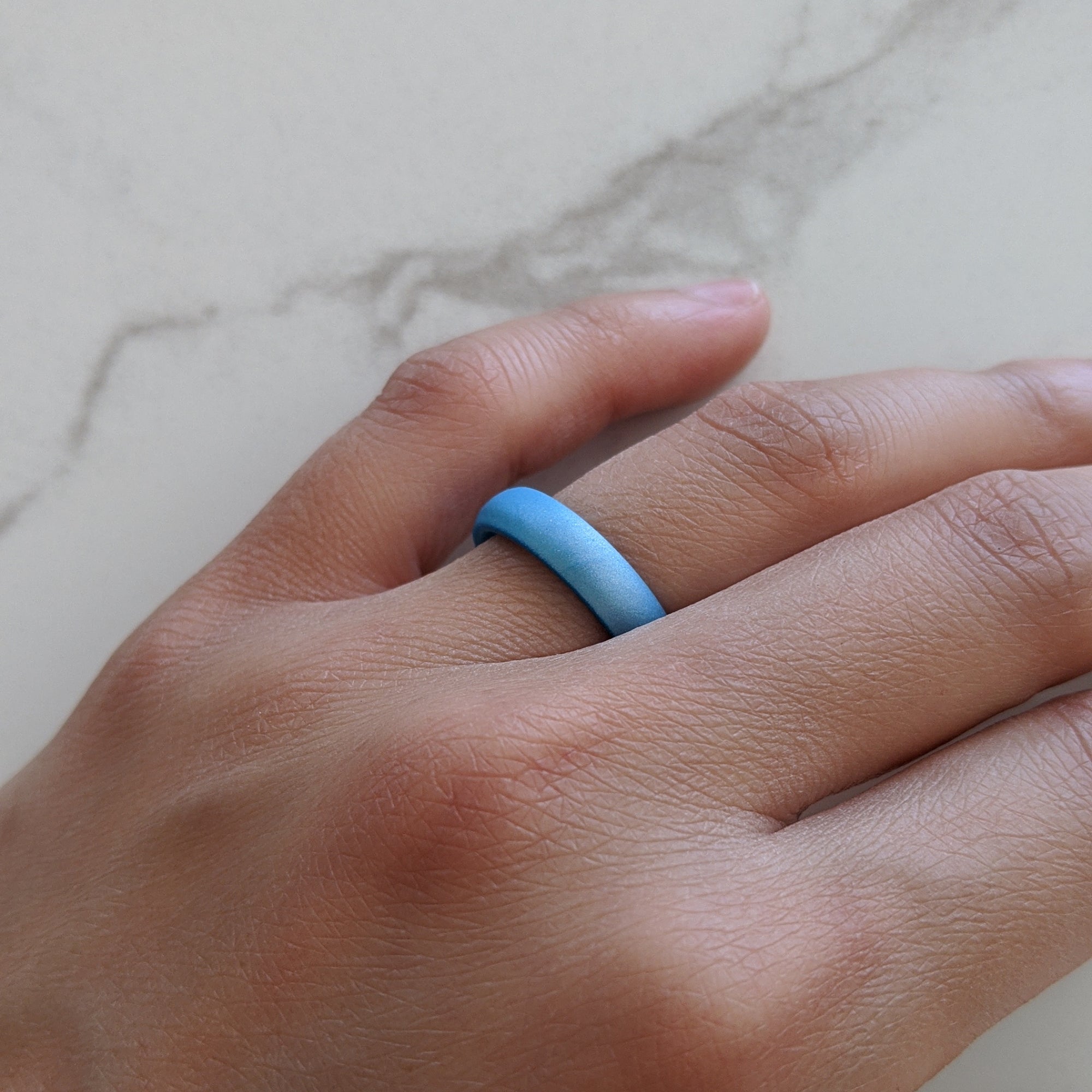 Pearl Aquamarine Breathable Silicone Ring for Women - Knot Theory