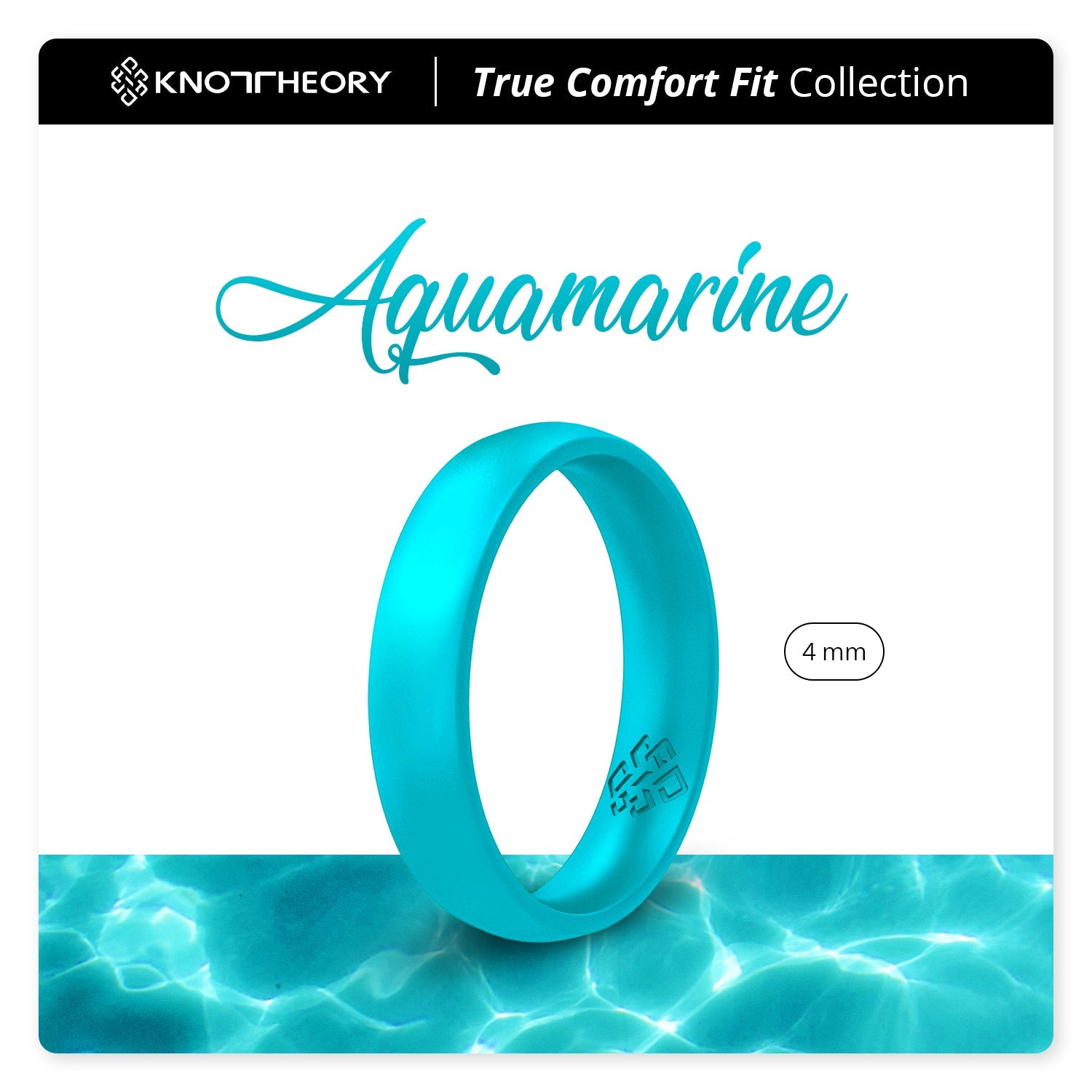 Pearl Aquamarine Breathable Silicone Ring for Women - Knot Theory