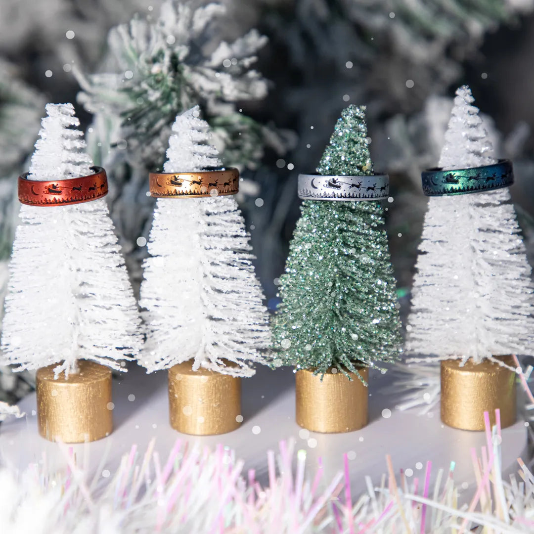 Santa's Reindeer Sleigh Silicone Ring on Dual Layer 6mm