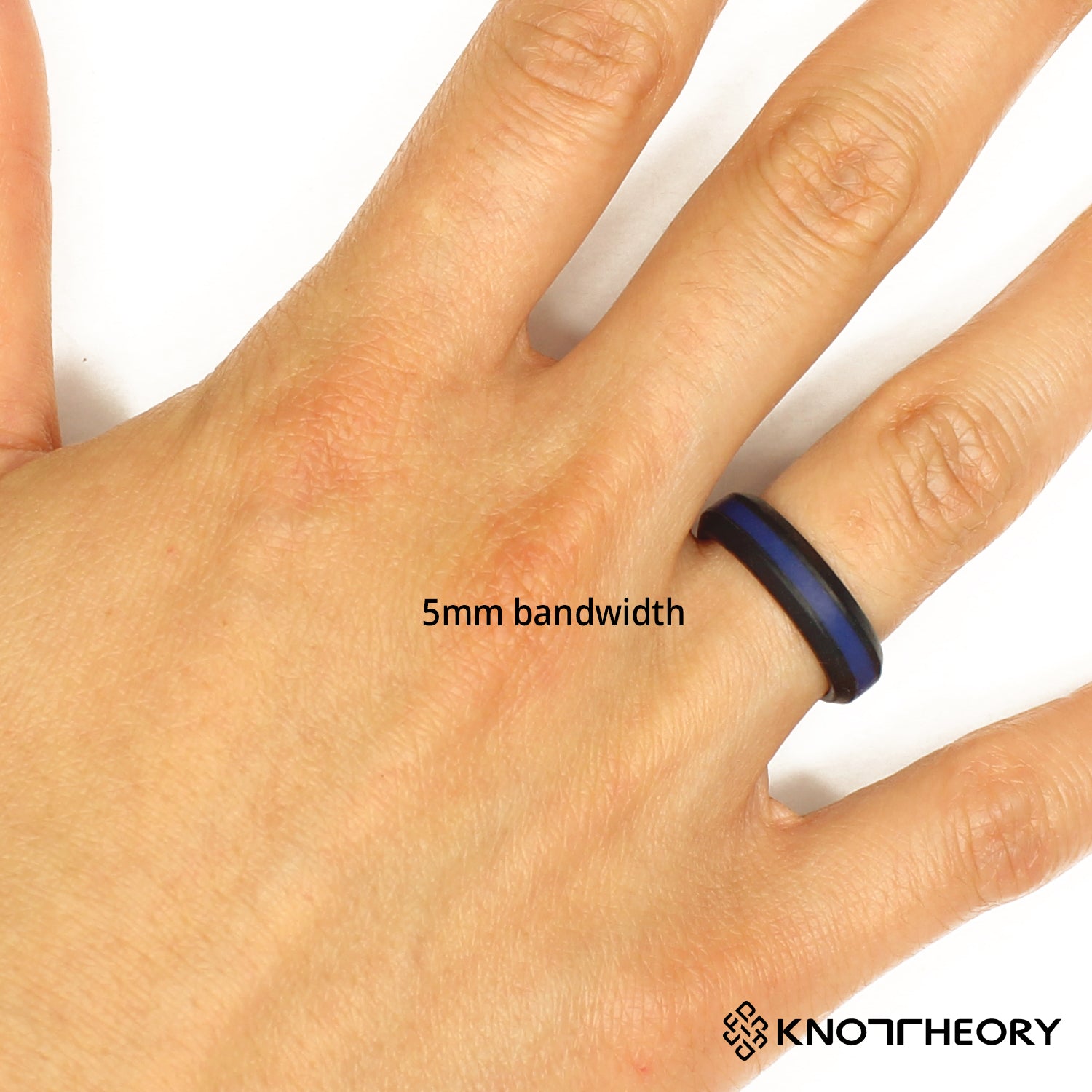 Thin Blue Line Striped Silicone Ring For Men and Women - Knot Theory