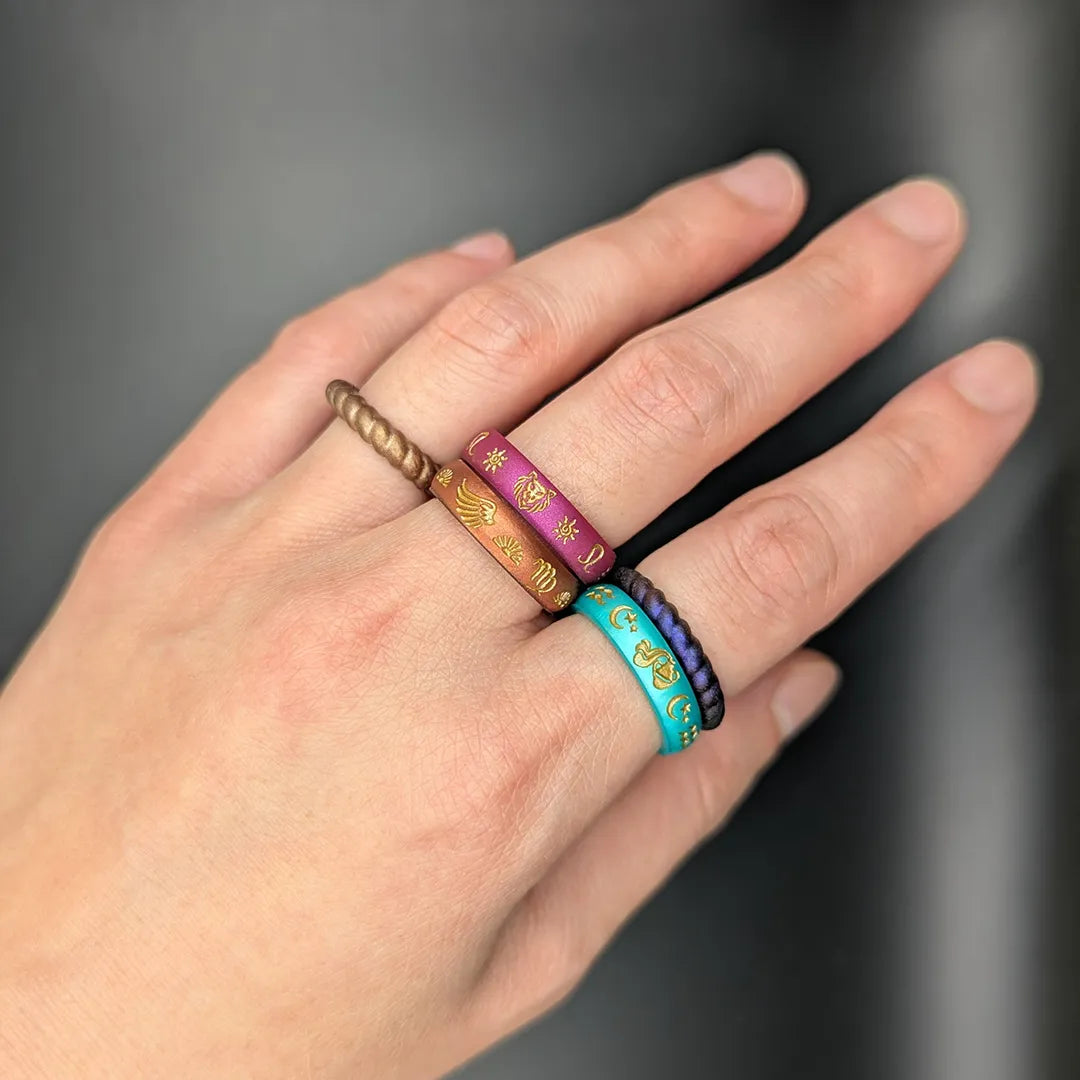 Sagittarius Rising Silicone Ring with Gold Inlay