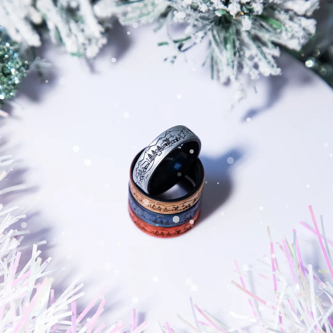 Magical Winter Village Silicone Ring on Dual Layer 6mm