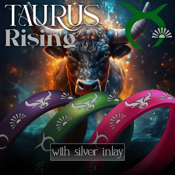 Taurus Rising Silicone Ring with Silver Inlay