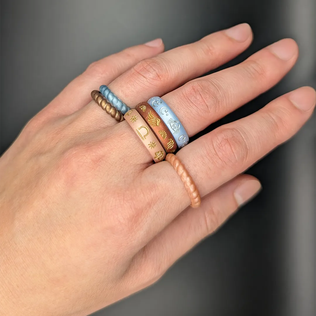 Aquarius Rising Silicone Ring with Silver Inlay