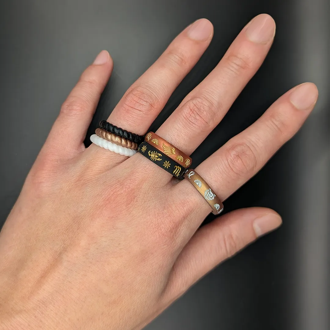 Aquarius Rising Silicone Ring with Silver Inlay