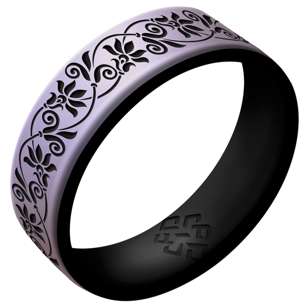 Floral Silicone Ring on Dual Layer 6mm
