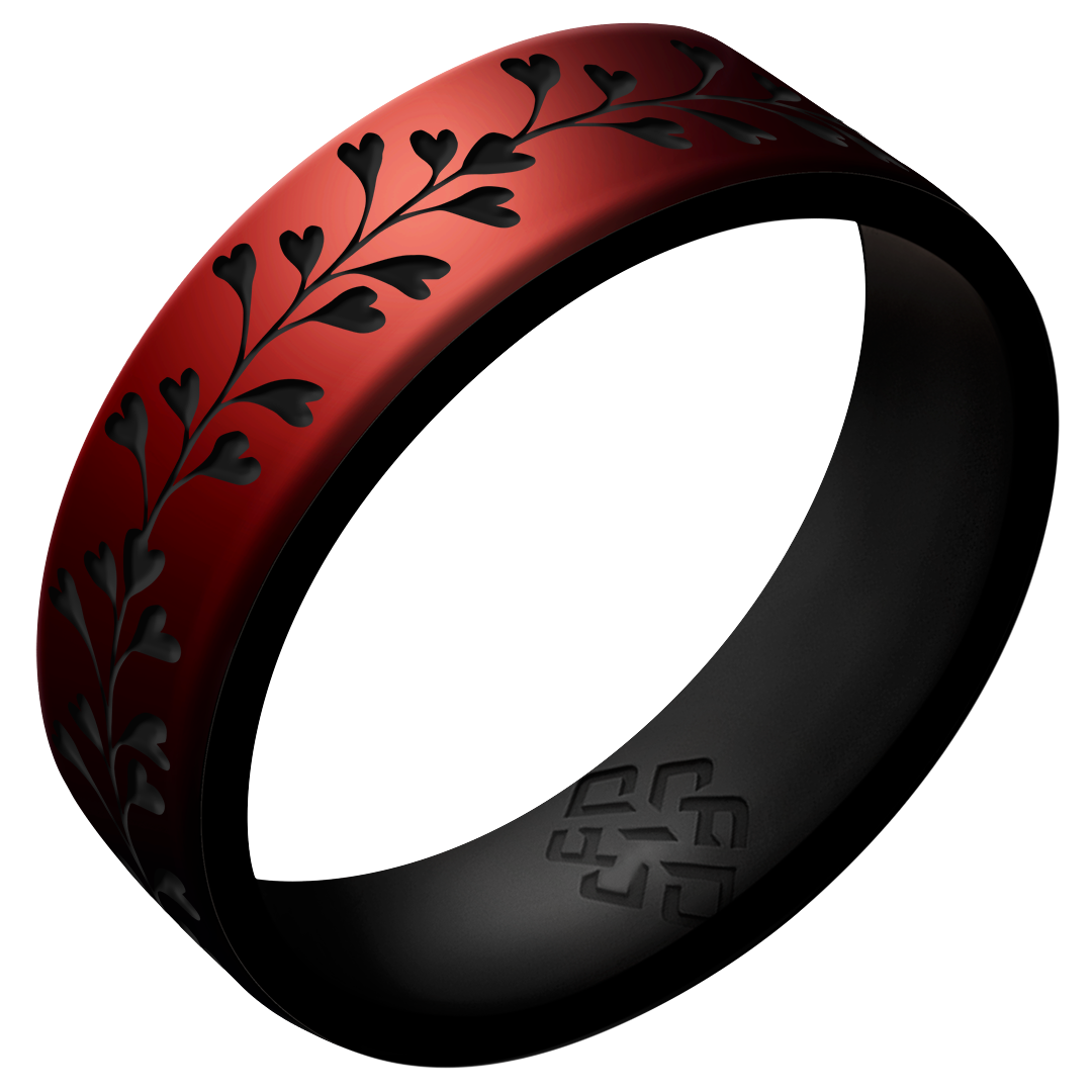 Heart Vine Silicone Ring on Dual Layer 6mm