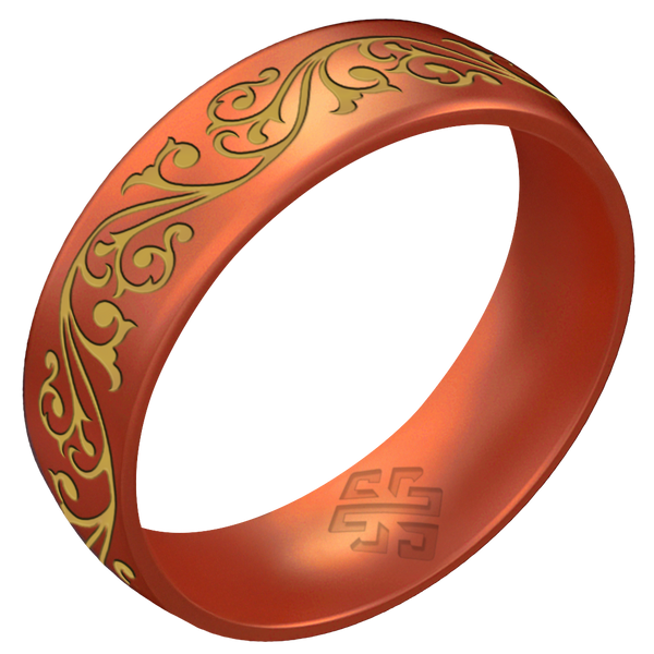Gold Filigree Silicone Ring on Arc 6mm