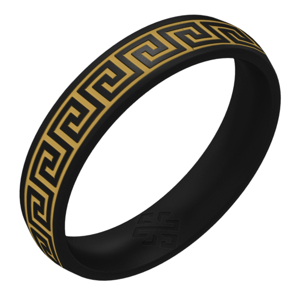 Gold Greek Key Silicone Ring on Arc 4mm