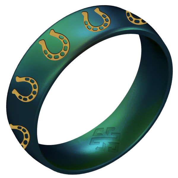 Gold Lucky Horseshoe Silicone Ring on Arc 6mm