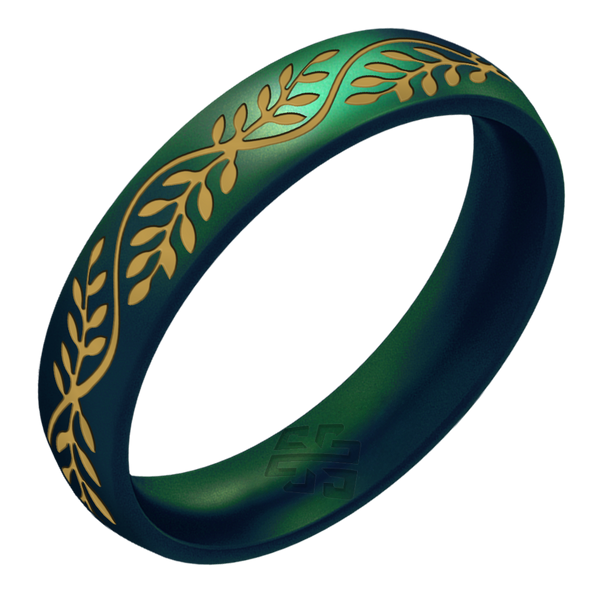 Gold Laurel Silicone Ring on Arc 4mm