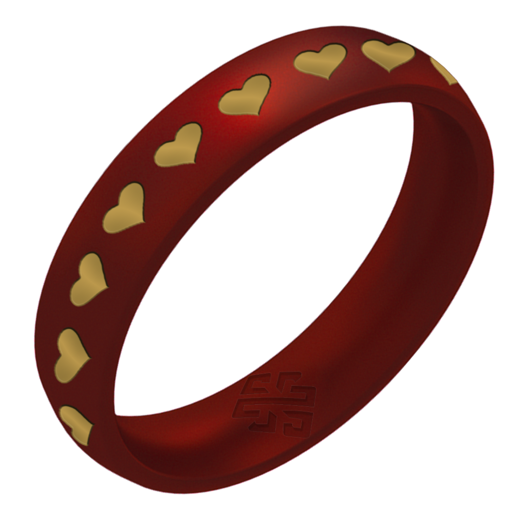 Hearts of Gold Silicone Ring on Arc 4mm
