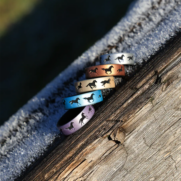Galloping Horses Silicone Ring on Dual Layer 6mm