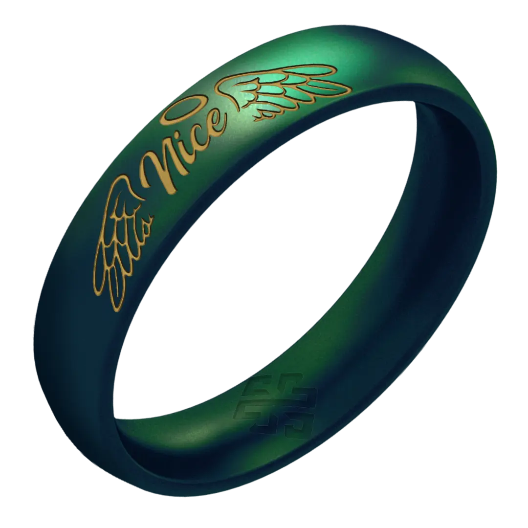 Gold Naughty or Nice Silicone Ring on Arc 4mm