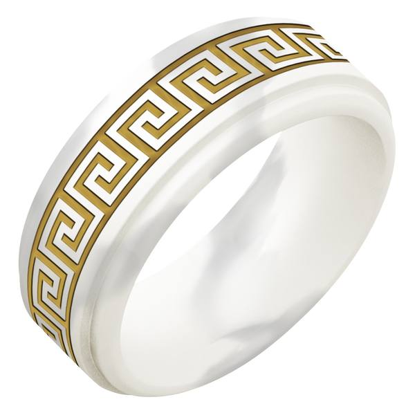 Gold Greek Key Silicone Ring on Rise 8mm