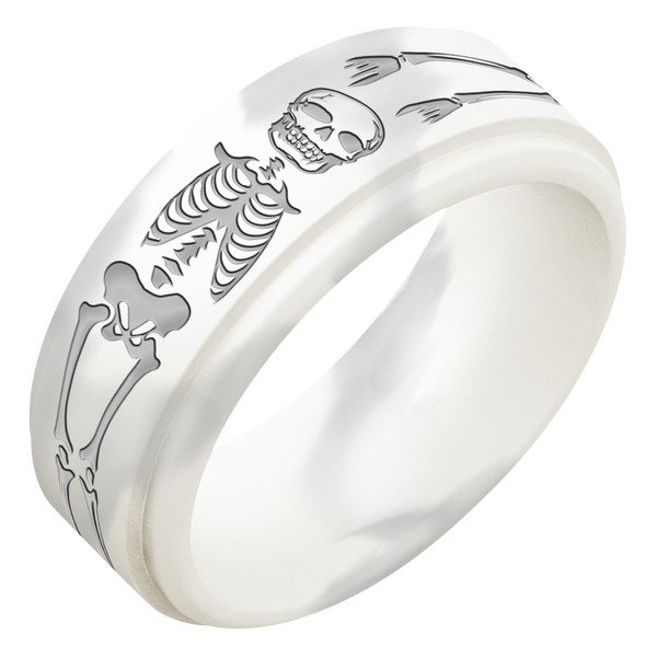 Silver Skeleton Silicone Ring for Men on Rise 8mm
