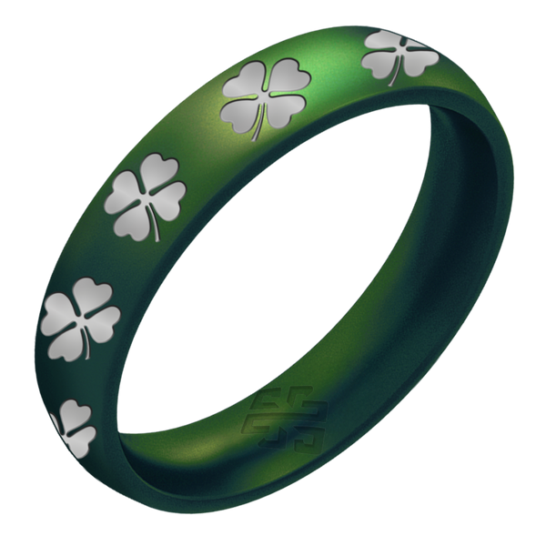 Silver Lucky Clovers Ring on Arc 4mm