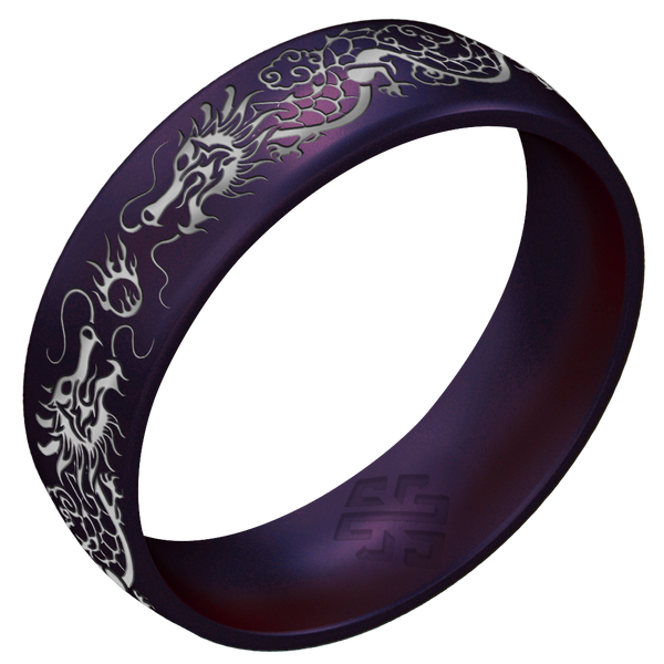 Silver Dragon Silicone Ring on Arc 6mm